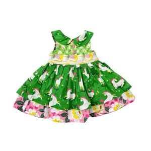 Green Unicorn Kids Casual Dress